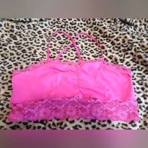 Mark Womens Strappy Pink Lace Croptop XL